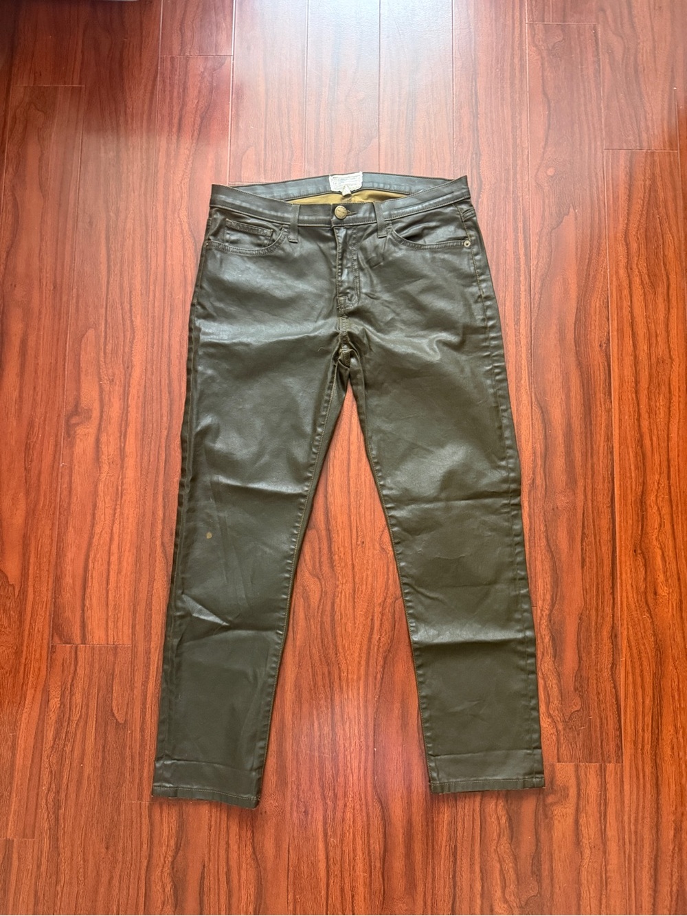 Current/Elliott Women's Straight Leg Jeans in Dark Olive Green